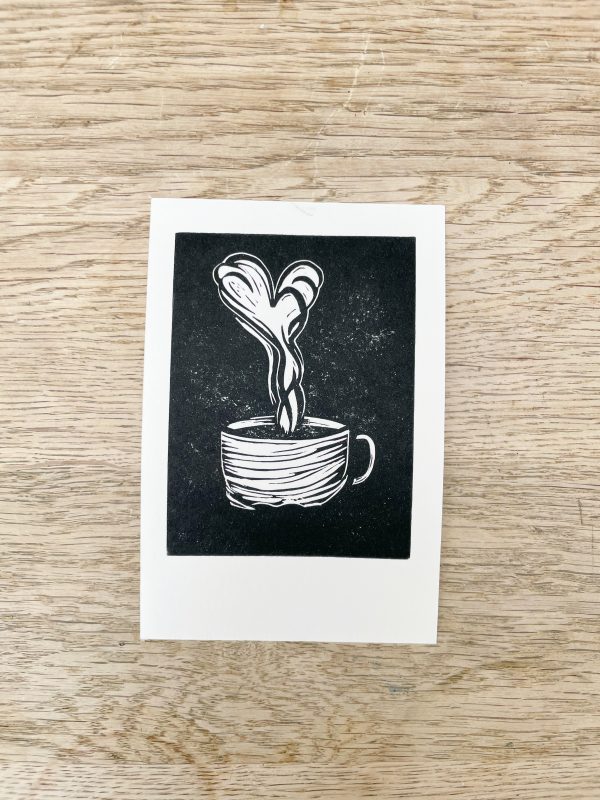 Linogravure Café Addict